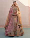 Heera Gold Organza Double Dupatta Lehenga Set By KYNAH, Luxury Indian Fashion & Bridal Wear