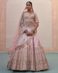 Hrida Blush Pink Double Dupatta Lehenga Set By KYNAH, Luxury Indian Fashion & Bridal Wear