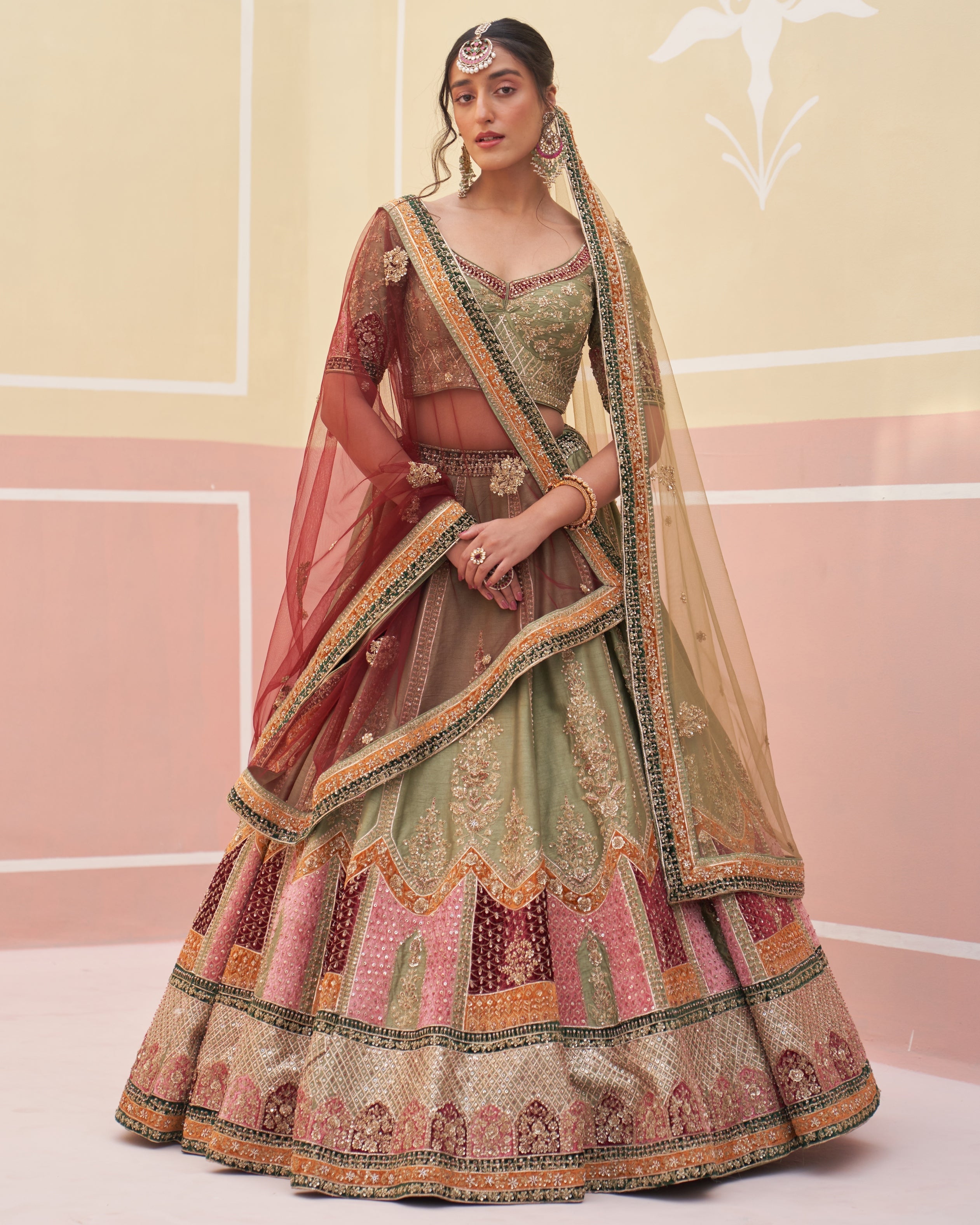 Jaimini Green Raw Silk Lehenga Set By KYNAH, Luxury Indian Fashion & Bridal Wear