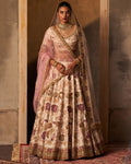 Aavya Ivory Raw Silk Double Dupatta Lehenga Set By KYNAH, Luxury Indian Fashion & Bridal Wear