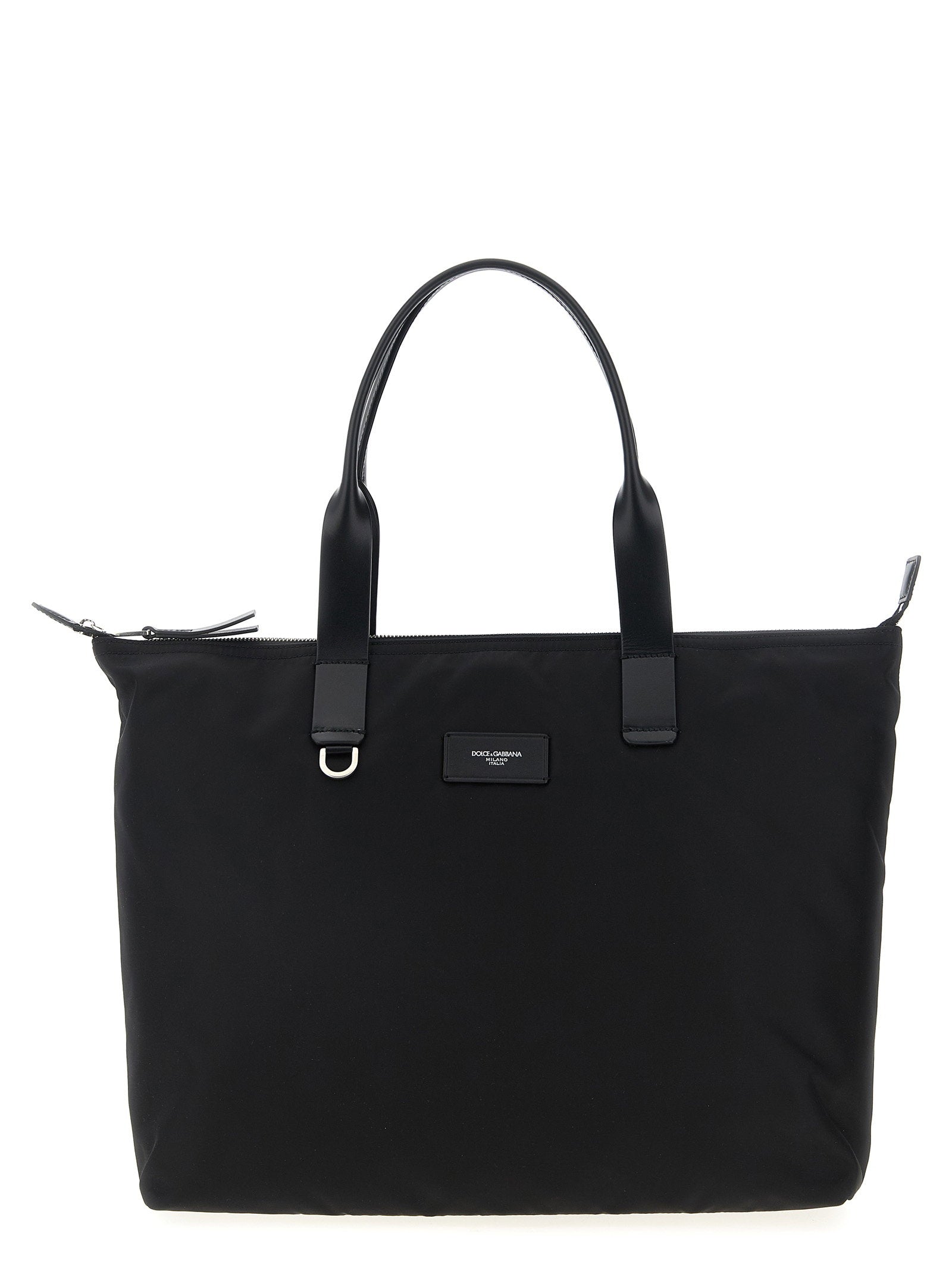 Dolce & Gabbana Logo Patch Nylon Shoulder Bag — Black
