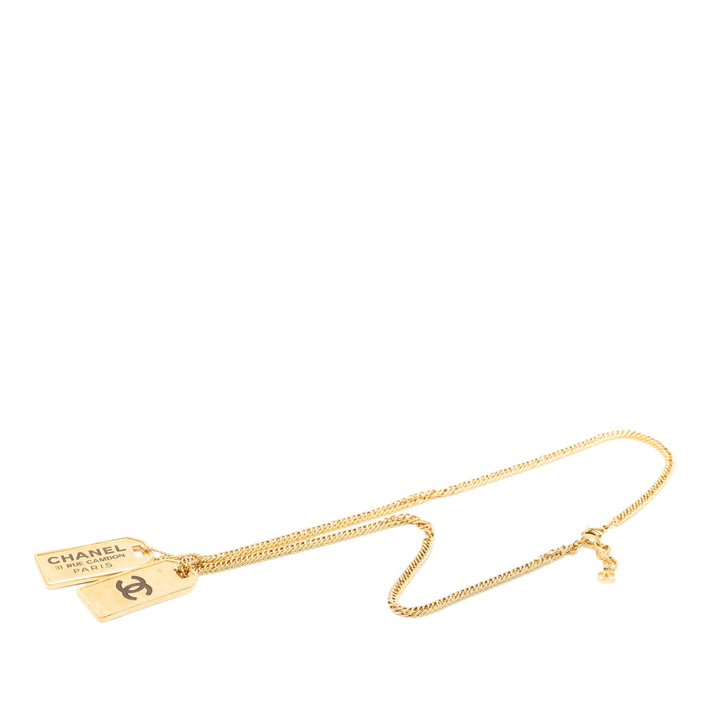 CC Gold Plated 31 Rue Cambon Dog Tag Pendant Necklace