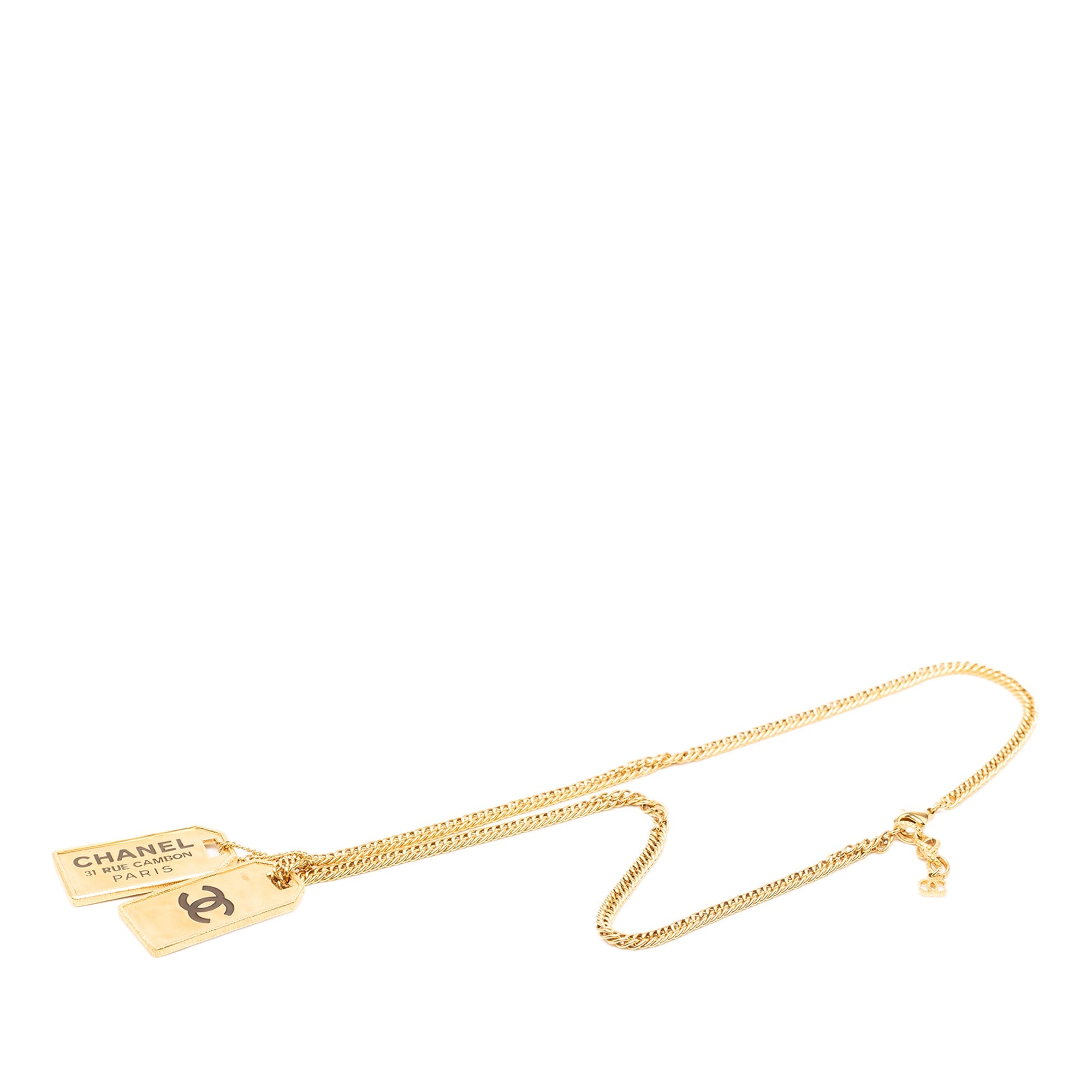 CC Gold Plated 31 Rue Cambon Dog Tag Pendant Necklace