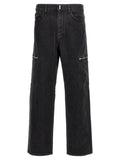 Givenchy Zipped-Pocket Cargo Denim Cargo Pants — Black