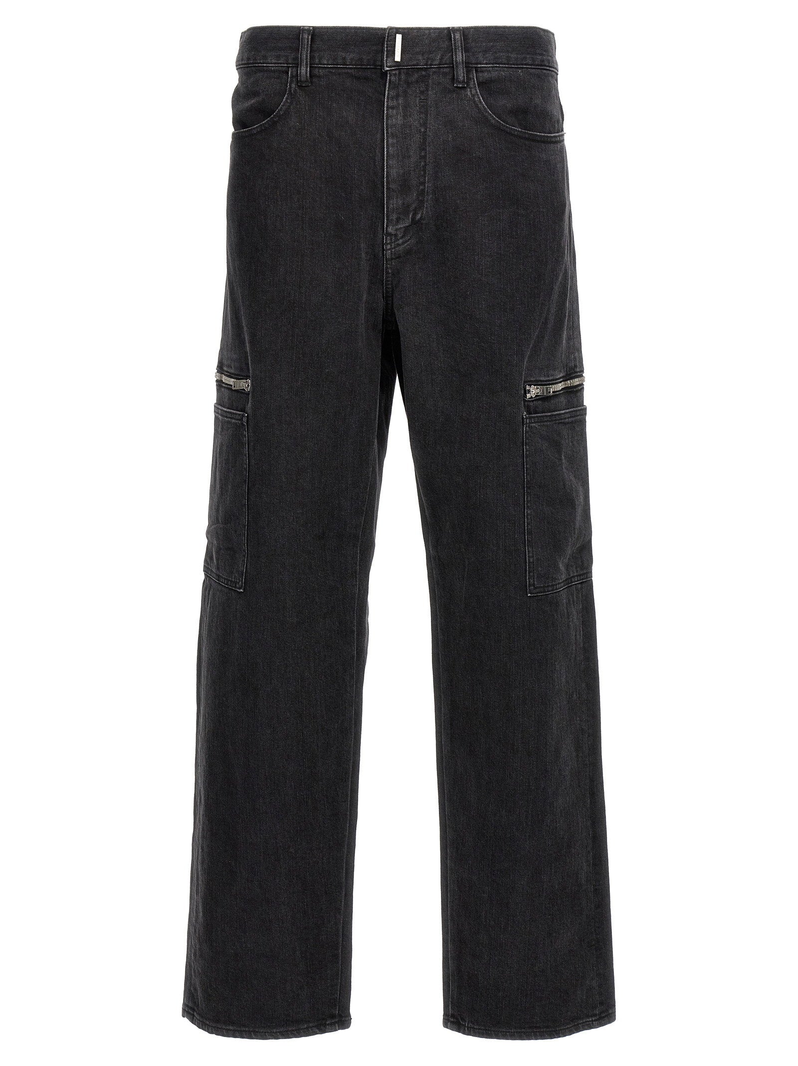 Givenchy Zipped-Pocket Cargo Denim Cargo Pants — Black