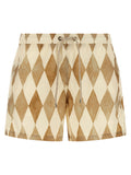 Ballantyne Diamond Pattern Swim Shorts — Cream