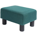 Small Ottoman Foot Rest with Linen Fabric Upholstery & Plastic Legs, Cube, Green