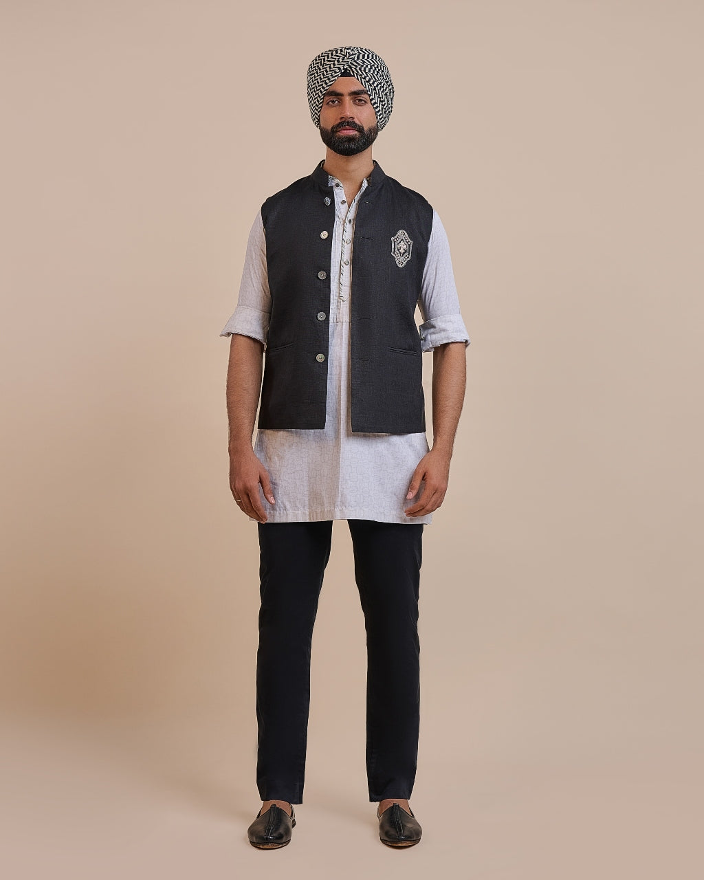 Noir Nehru Jacket By KYNAH, Luxury Indian Fashion & Bridal Wear