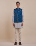 Navy Blue Nehru Jacket By KYNAH, Luxury Indian Fashion & Bridal Wear