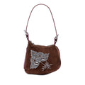 Sequin and Crystal Embellished Suede Oyster Shoulder Bag