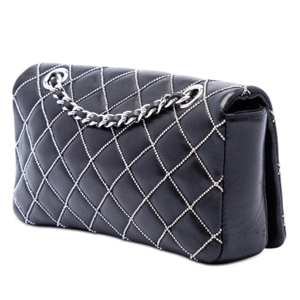 Mini CC Quilted Lambskin Beaded Full Flap