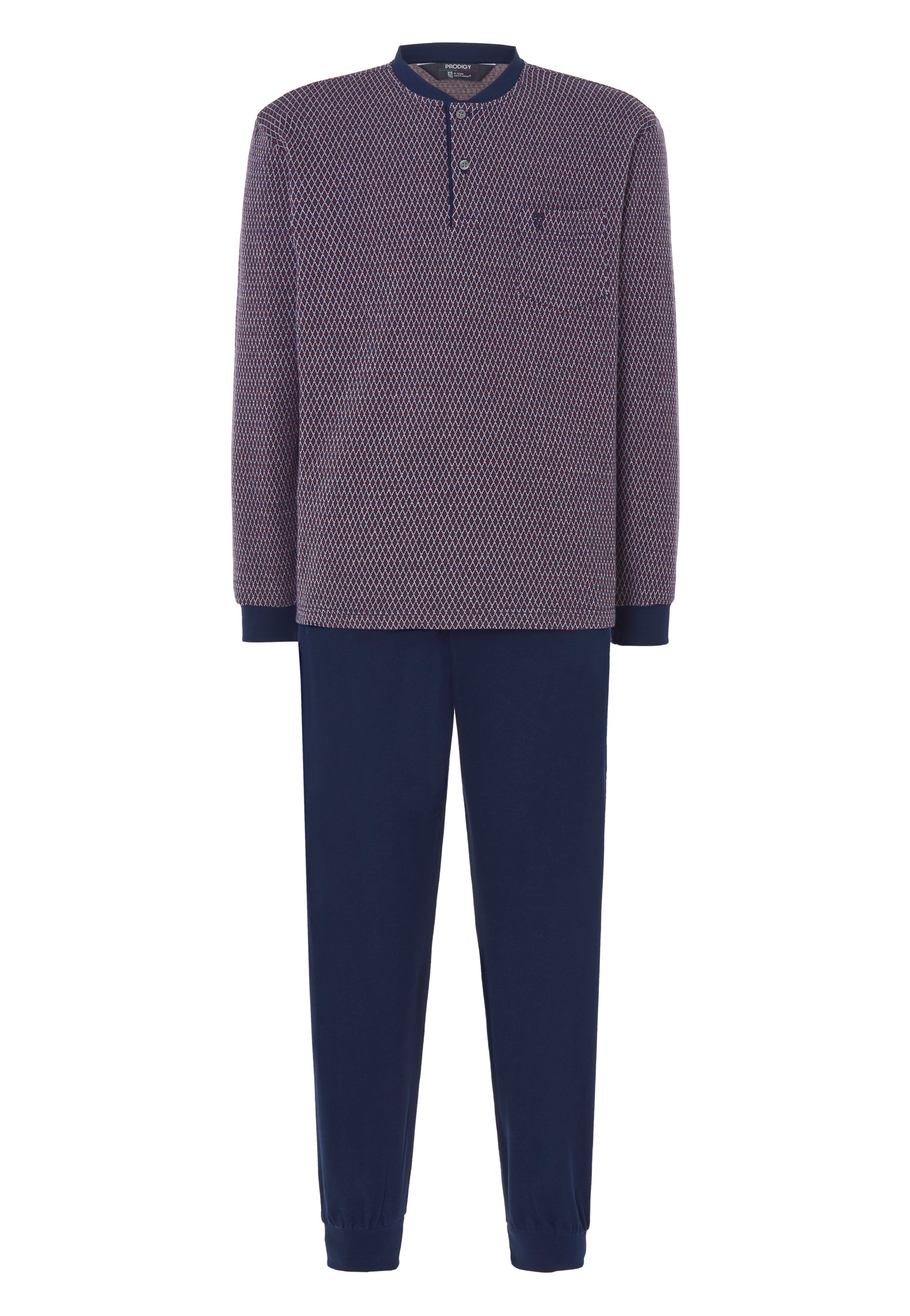 Pijama Hombre Invierno Premium Tapeta Algodón Punto - Rojo 55023_94