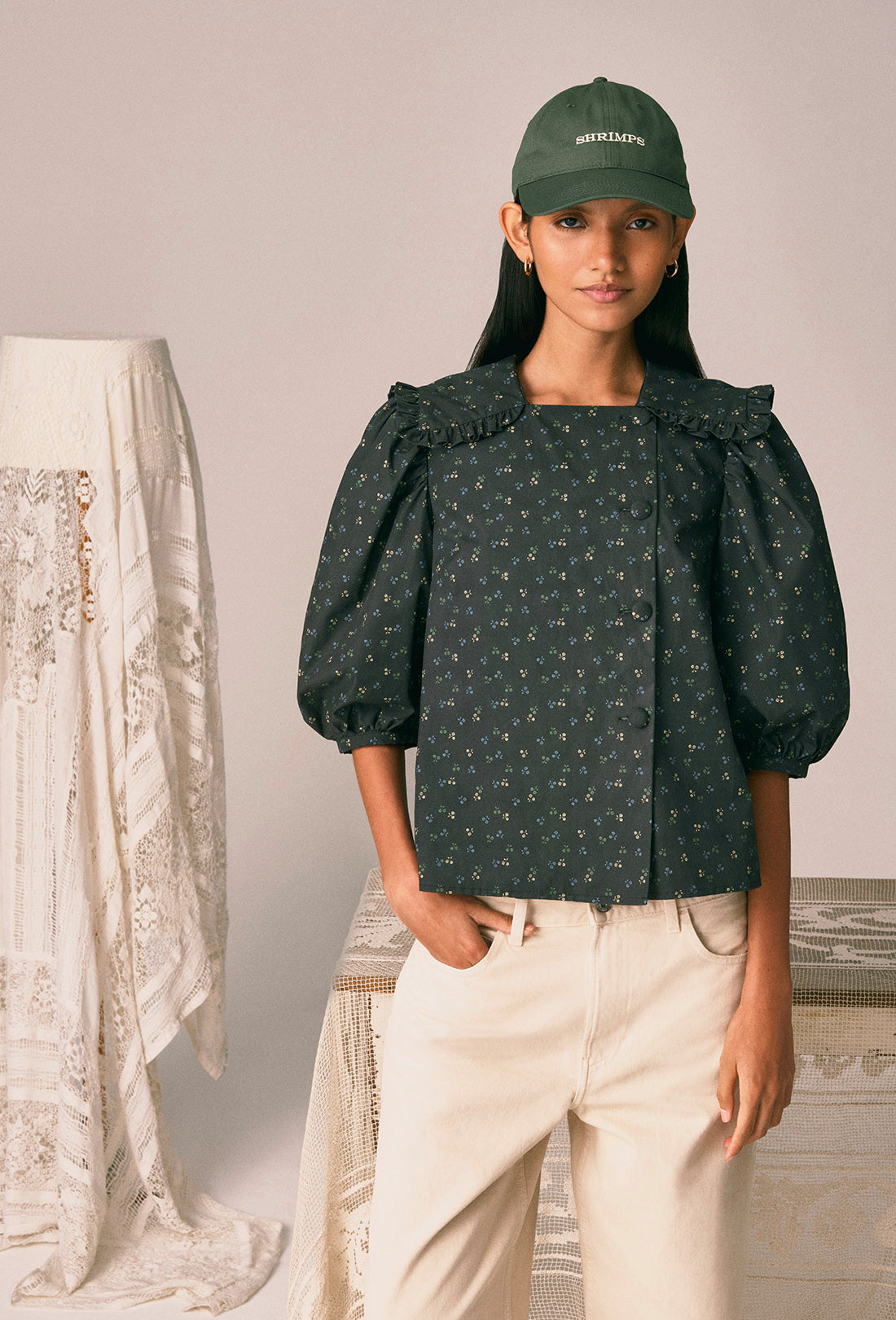 Brooke Blouse - Black Ditzy Floral