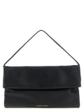 Elisabetta Franchi Hammered Leather Shoulder Bag — Black