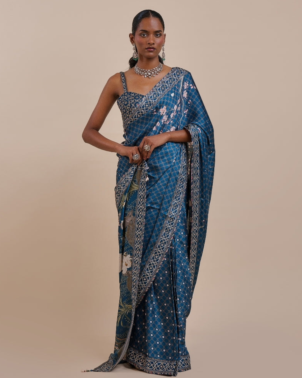 Midnight Blue Sari Set By KYNAH, Luxury Indian Fashion & Bridal Wear