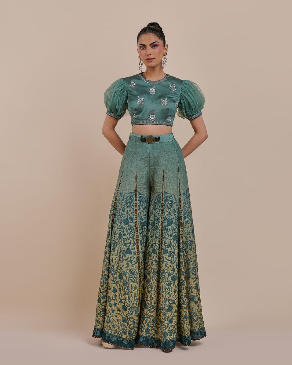 Teal Blue Ombre Sharara Set By KYNAH, Luxury Indian Fashion & Bridal Wear