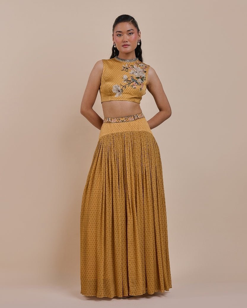 Ochre Mustard Skirt Set By KYNAH, Luxury Indian Fashion & Bridal Wear