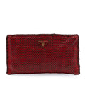 Woven Goatskin Madras Zip Clutch