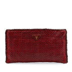 Woven Goatskin Madras Zip Clutch