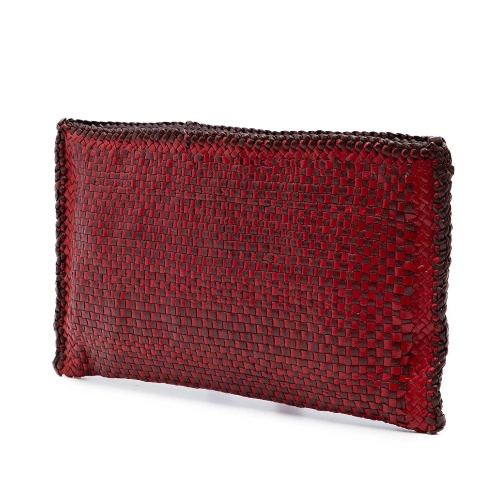 Woven Goatskin Madras Zip Clutch