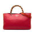 Medium Bicolor Calfskin Bamboo Shopper Satchel