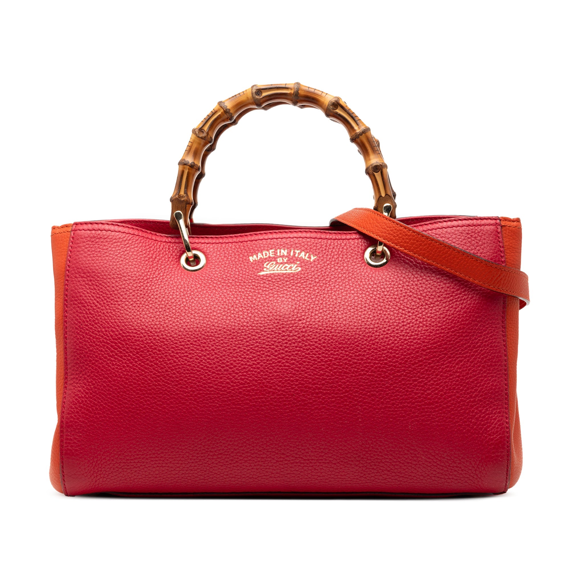 Medium Bicolor Calfskin Bamboo Shopper Satchel