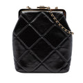 Small CC Quilted Lambskin Kisslock Frame Clutch