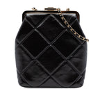 Small CC Quilted Lambskin Kisslock Frame Clutch