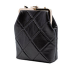 Small CC Quilted Lambskin Kisslock Frame Clutch