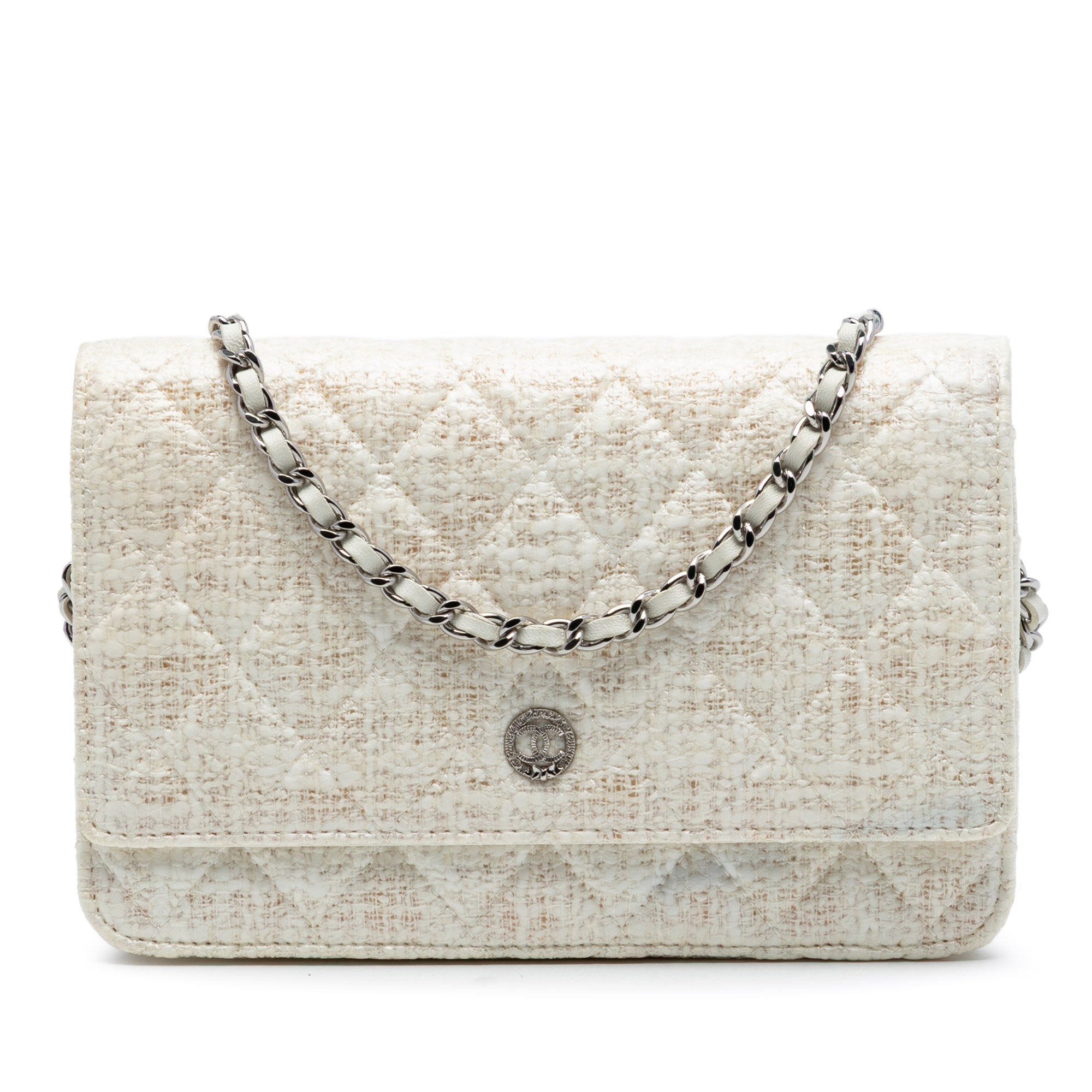 CC Coated Tweed Wallet On Chain
