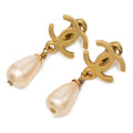 CC Gold Plated Faux Pearl Swing Clip On Earrings