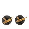 CC Enamel Gold Plated Round Lever Back Earrings