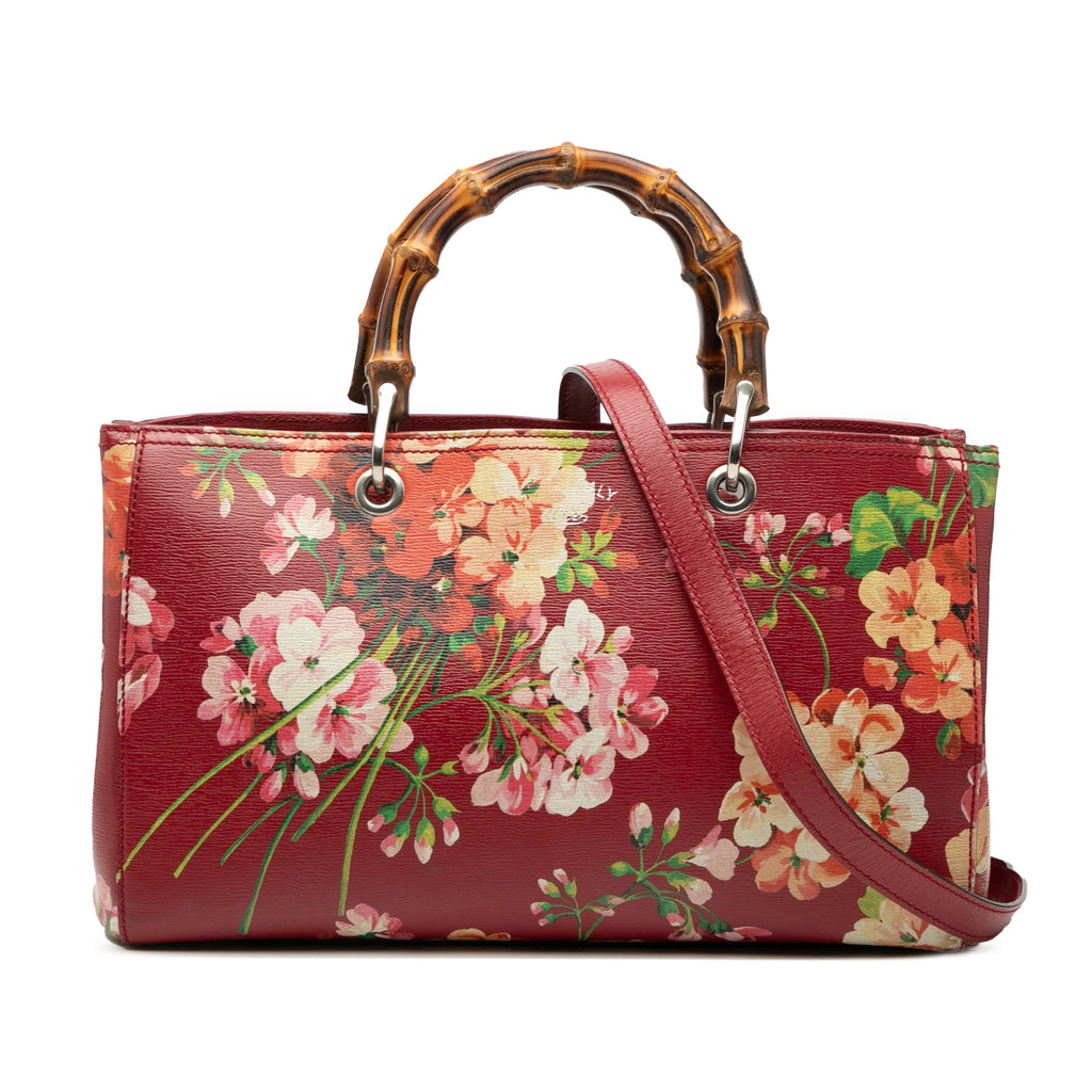 Medium Calfskin Blooms Bamboo Shopper Satchel