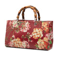 Medium Calfskin Blooms Bamboo Shopper Satchel