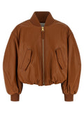 Givenchy Lamb Nappa Leather Bomber Jacket — Brown
