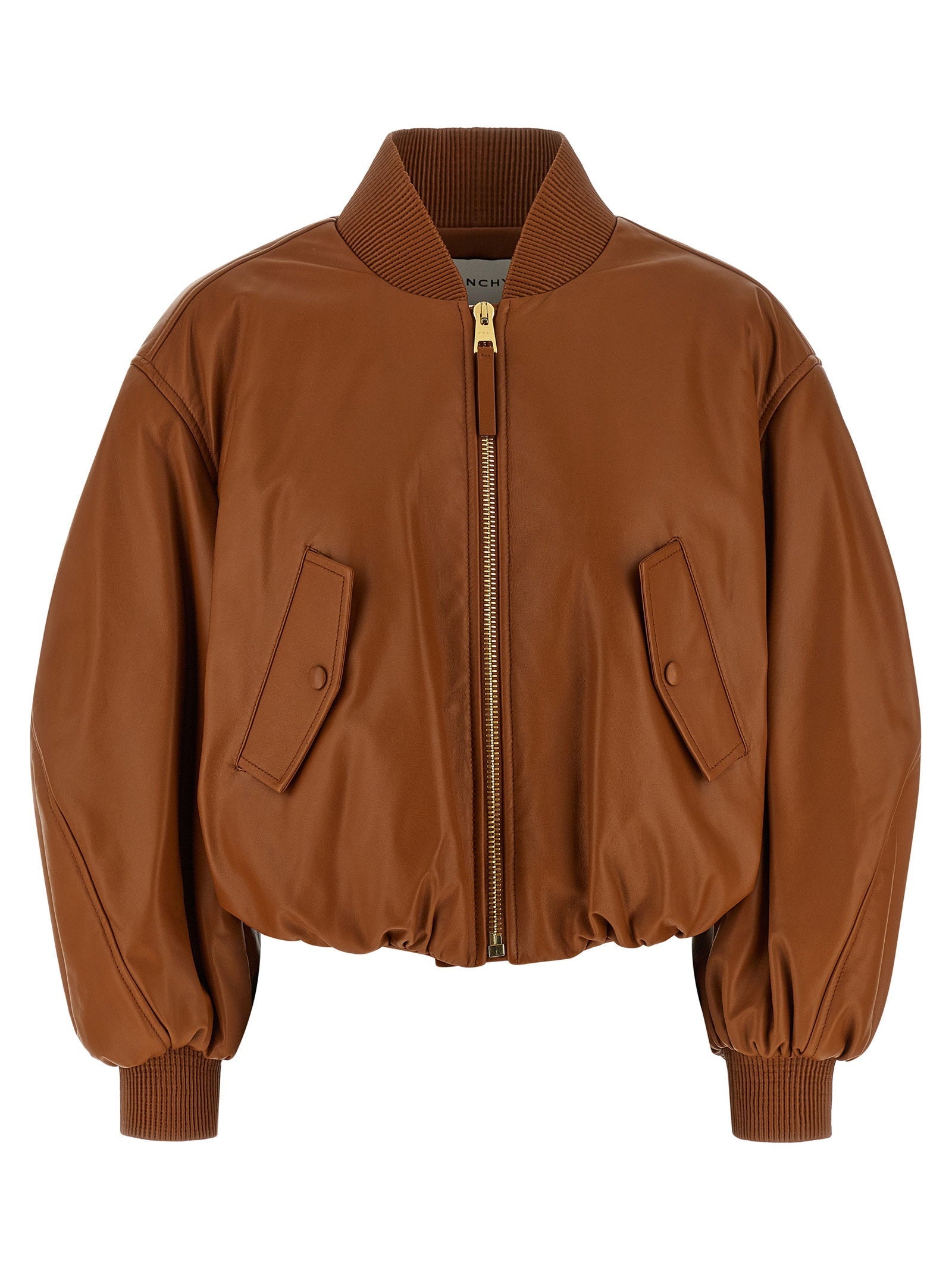 Givenchy Lamb Nappa Leather Bomber Jacket — Brown