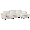 124" L Shaped Sectional Sofa with Movable Ottoman, 3 Seat, 2200lb Capacity, Beige