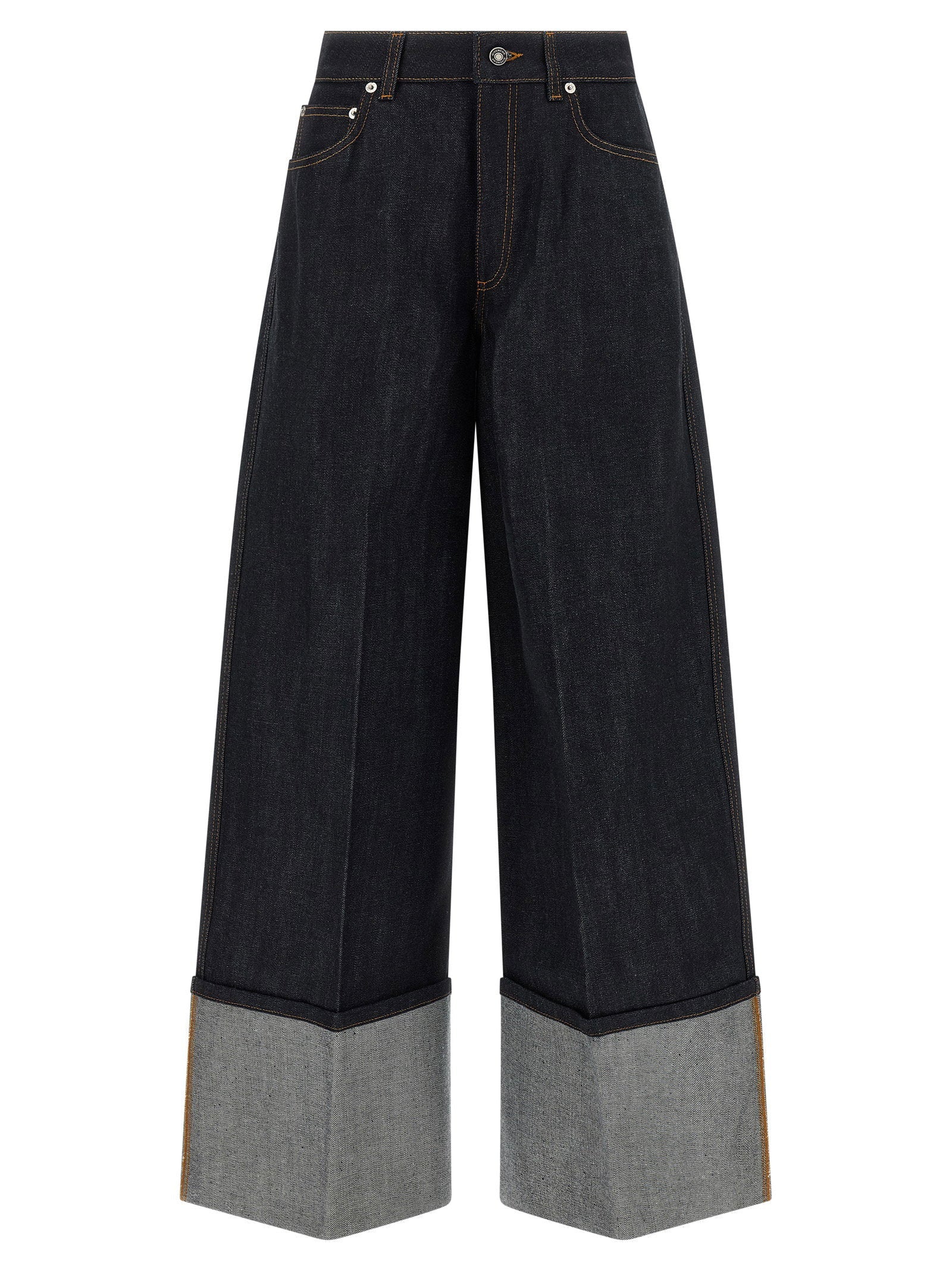 Givenchy Turn-Up Hem Cotton Denim Jeans — Black