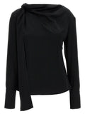Givenchy Viscose Blend with Sash Neckline Blouse — Black