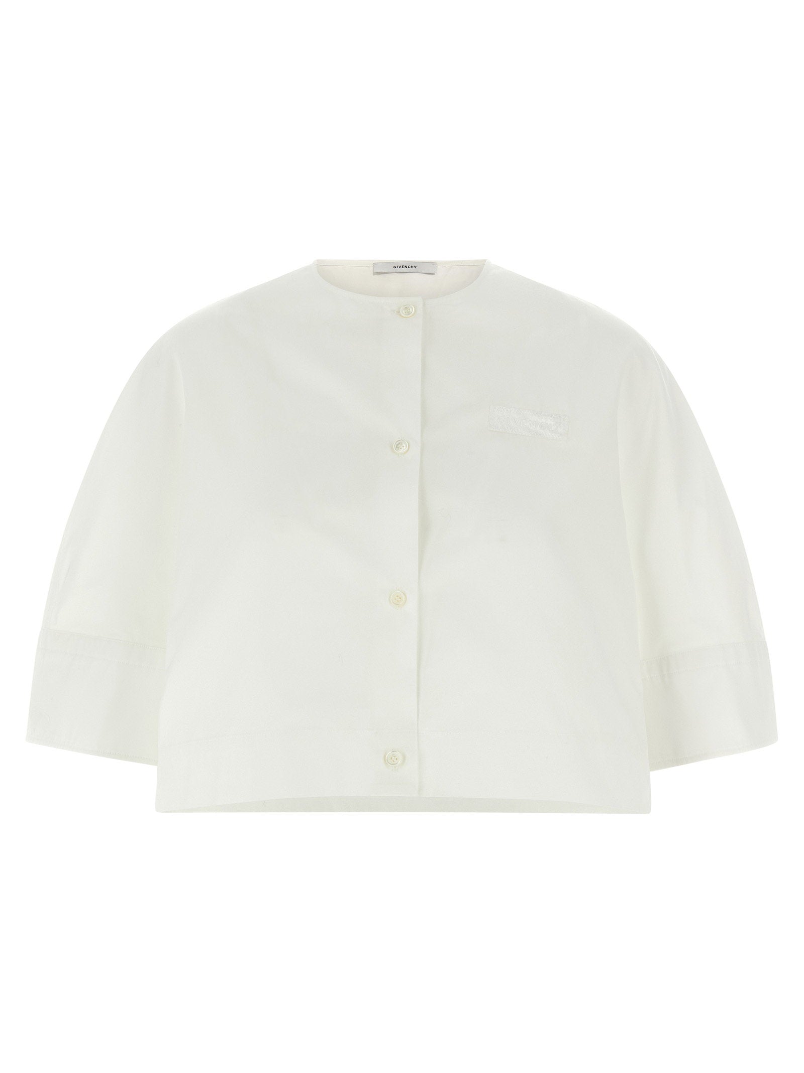 Givenchy Cotton Poplin Cropped Shirt — Cream