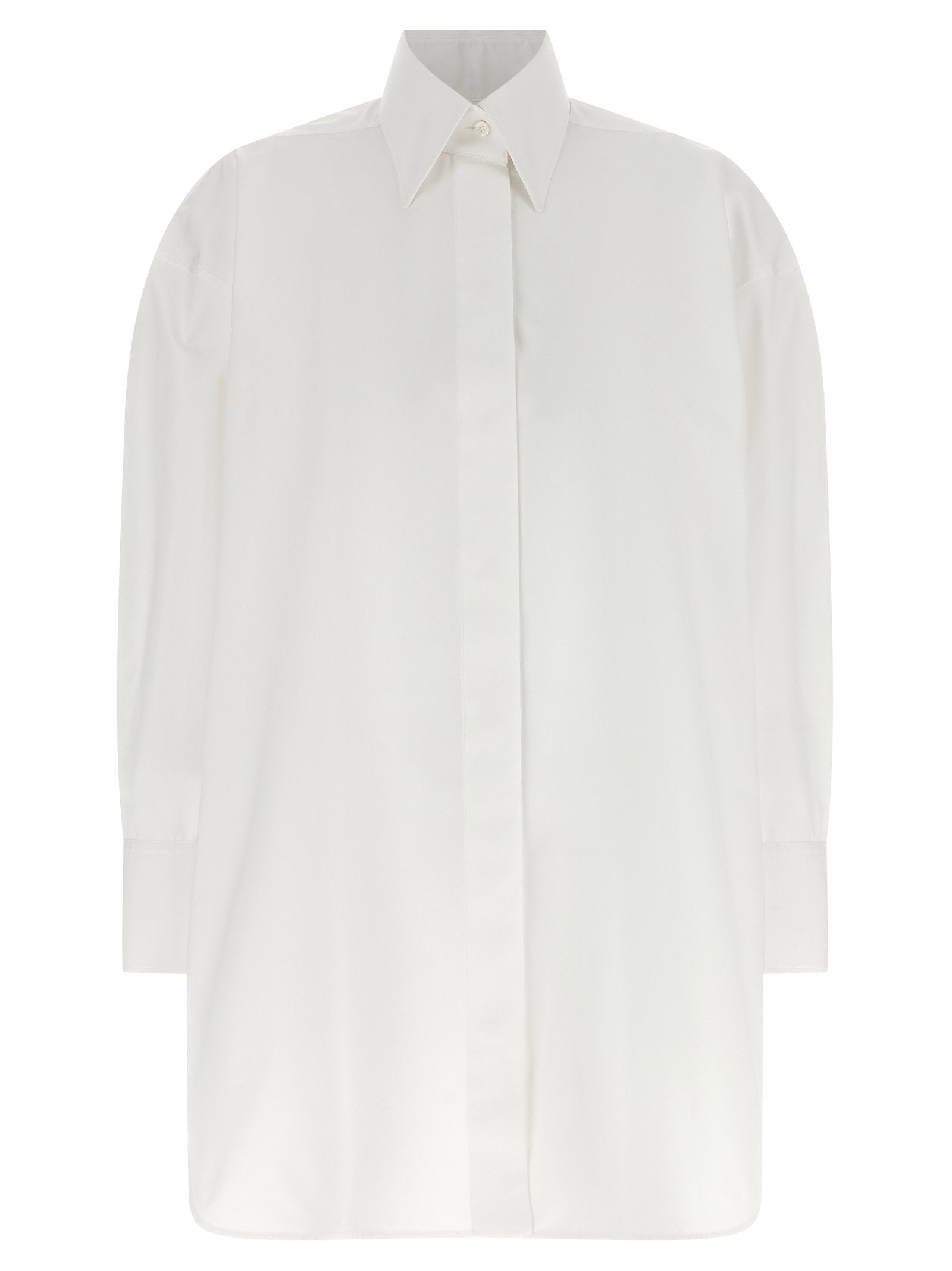 Givenchy Cotton Poplin Asymmetric Shirt — White