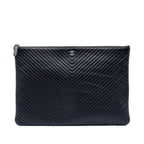 Large Chevron Caviar O Case Clutch