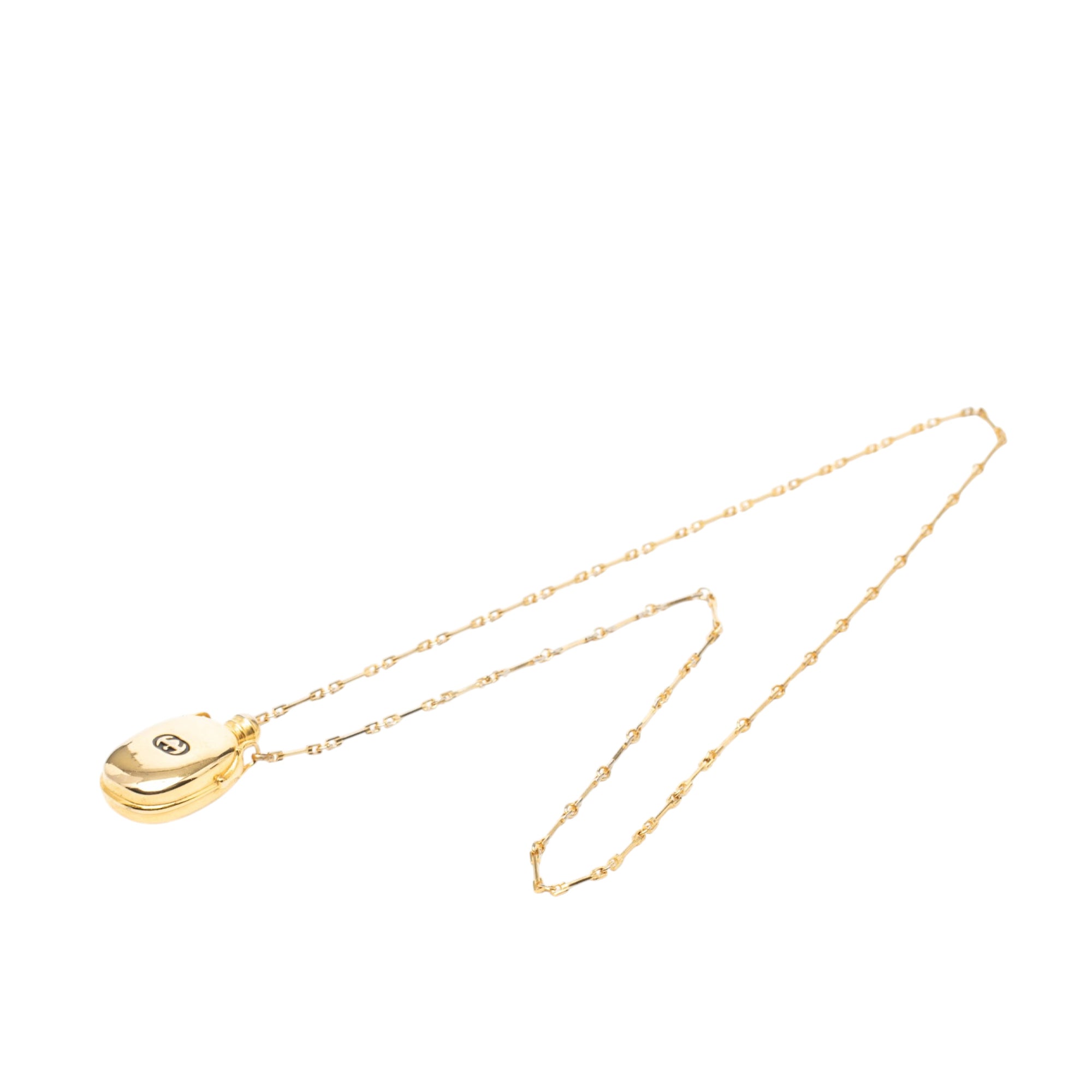 Gold Plated Perfume Bottle Pendant Necklace