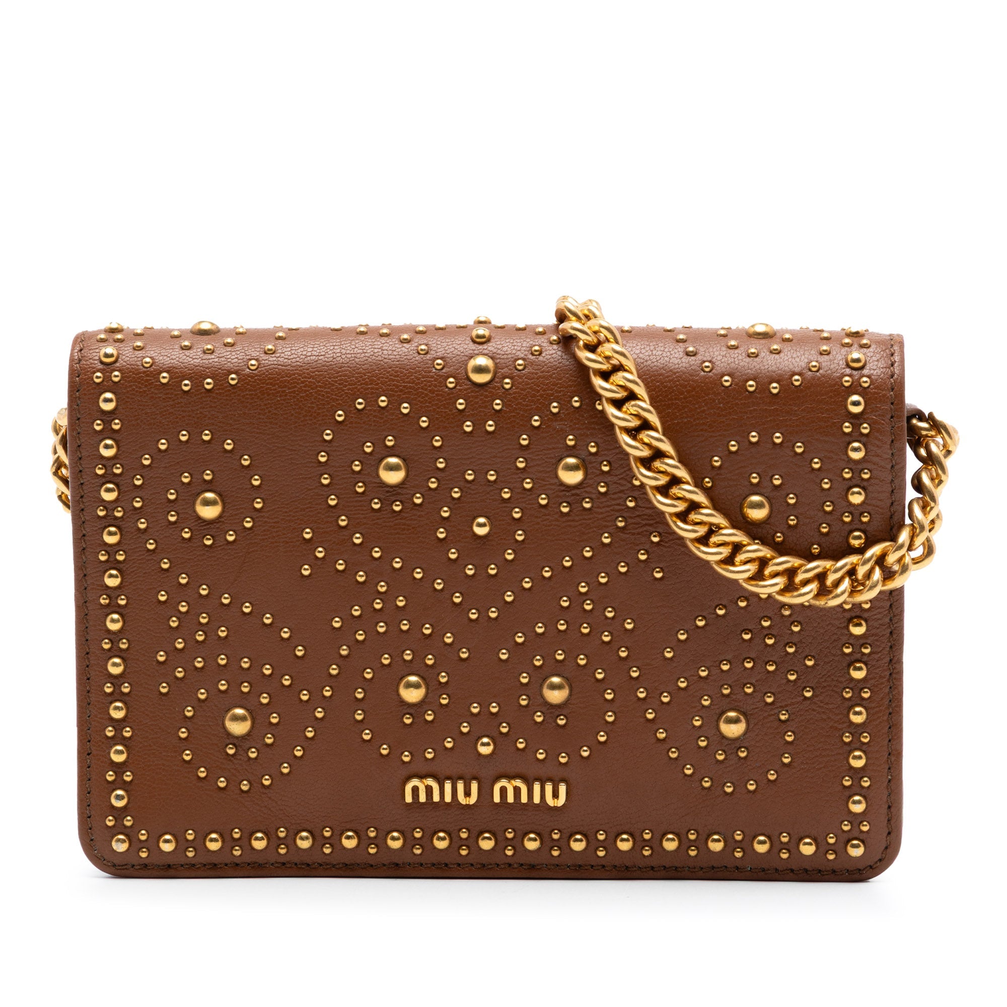 Studded Goatskin Madras Lux Wallet On Chain