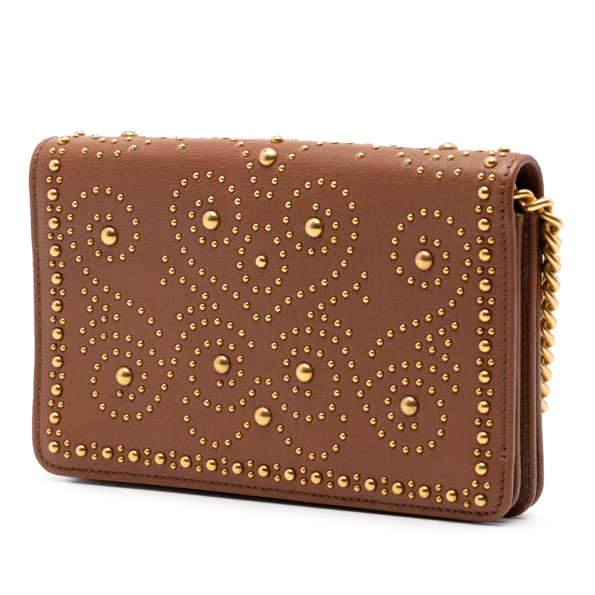 Studded Goatskin Madras Lux Wallet On Chain