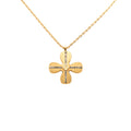 Gold Plated CC Crystal Clover Pendant Necklace