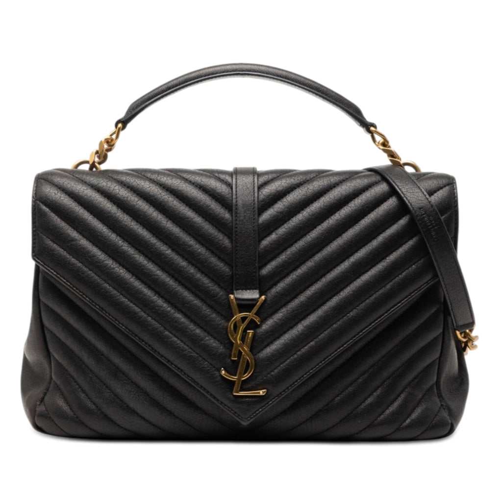 Large Chevron Sheepskin Monogram College Satchel