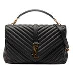Large Chevron Sheepskin Monogram College Satchel