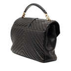 Large Chevron Sheepskin Monogram College Satchel