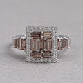 Baguette Cluster Halo Diamond Ring